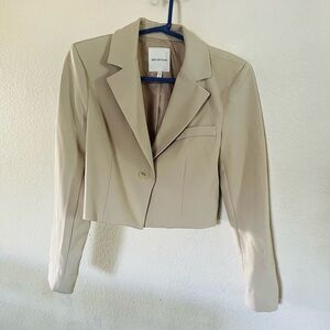 Avec Les Filles Cropped Beige Blazer Jacket